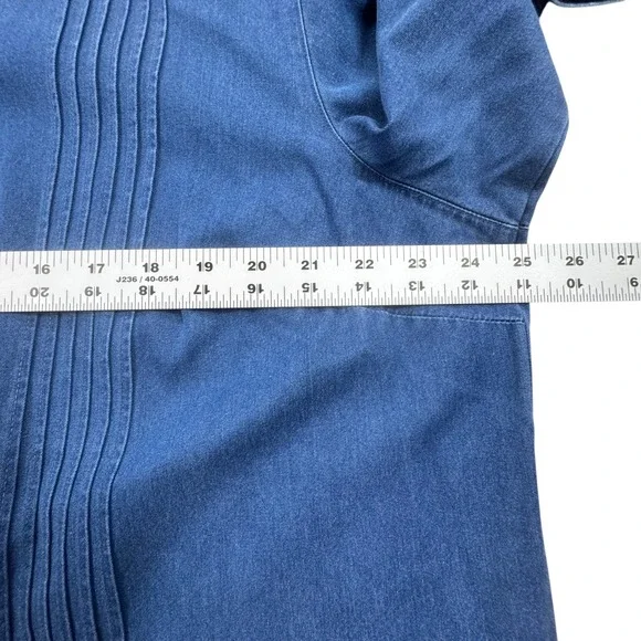 Talbots Chambray Pintuck Button Down Shirt Womens Petite 2X Blue Denim Plus Size - Picture 7 of 12